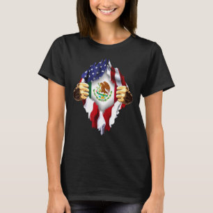 Mexikanisches Blut in Mexiko - Amerikanische Flagg T-Shirt