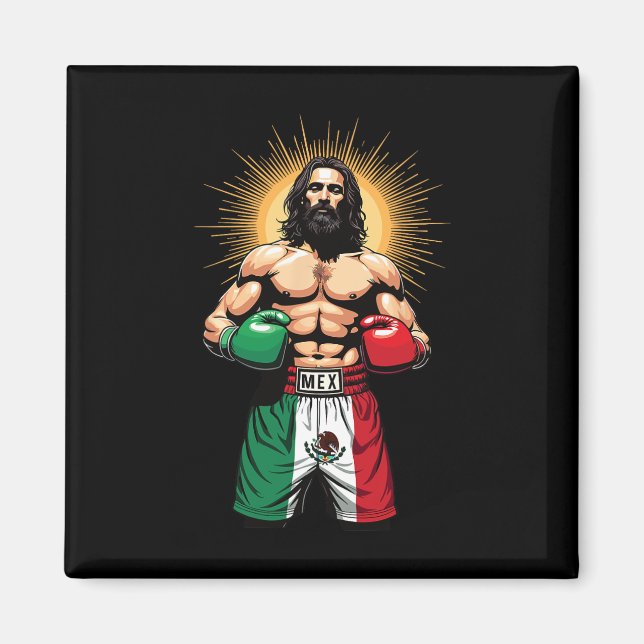 Mexikanisches Boxen Jesus Christ Mex Boxing Shorts Magnet (Vorne)