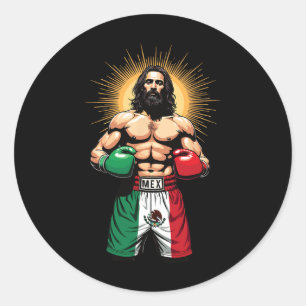 Mexikanisches Boxen Jesus Christ Mex Boxing Shorts Runder Aufkleber