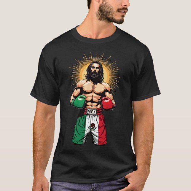 Mexikanisches Boxen Jesus Christ Mex Boxing Shorts T-Shirt (Vorderseite)