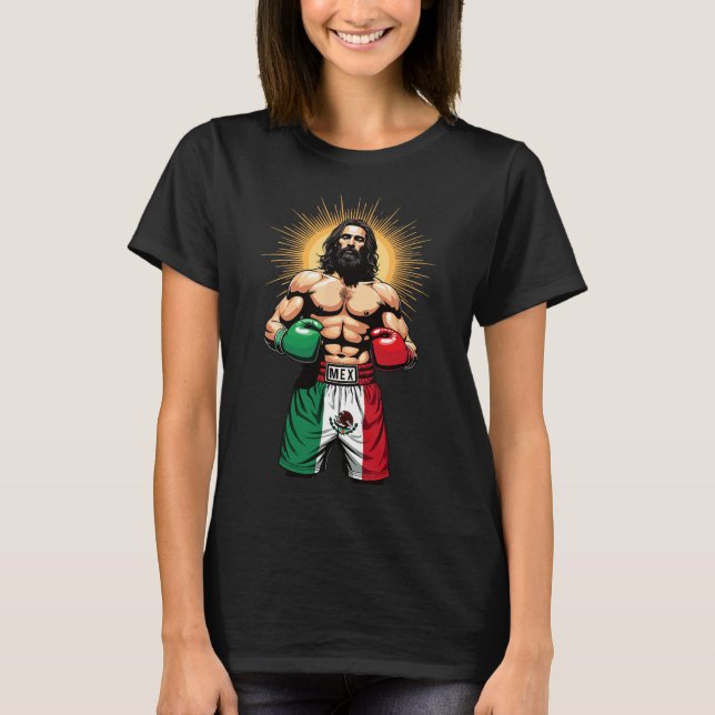 Mexikanisches Boxen Jesus Christ Mex Boxing Shorts T-Shirt (Vorderseite)