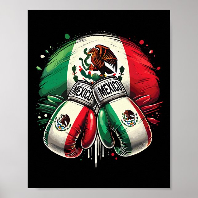 Mexikanisches Boxen-Stolz-Handschuhe Sportdesign Poster (Vorne)