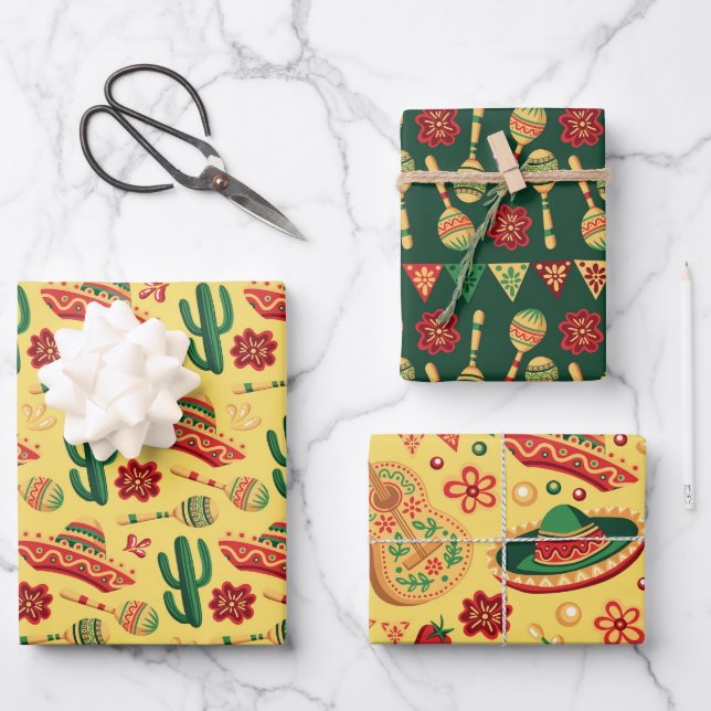 Mexikanisches Cinco-De-Mayo-Muster  Geschenkpapier Set (Vorderseite)