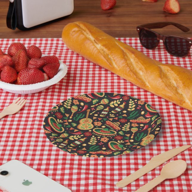 Mexikanisches Cinco-De-Mayo-Muster  Pappteller (Picknick)