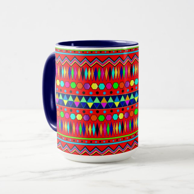 mexikanisches Design in hellen, kühlen Farben Tasse (Vorderseite Links)