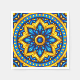 Mexikanisches Design von Blau und Gelb Serviette