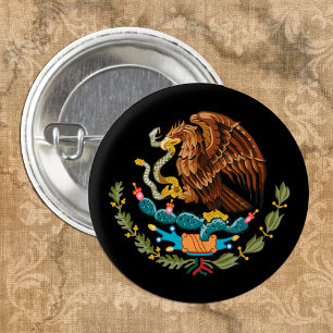 Mexikanisches Eagle-Wappen / Fahnenmode Button