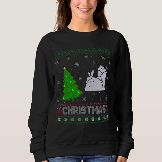 Mexikanisches Essen Xmas Tree Lighting Ugly Christ Sweatshirt (Vorderseite)