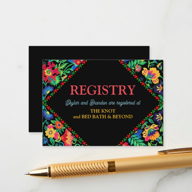 Mexikanisches farbiges Hochzeitsregister Begleitkarte (Vorderseite/Rückseite Beispiel)