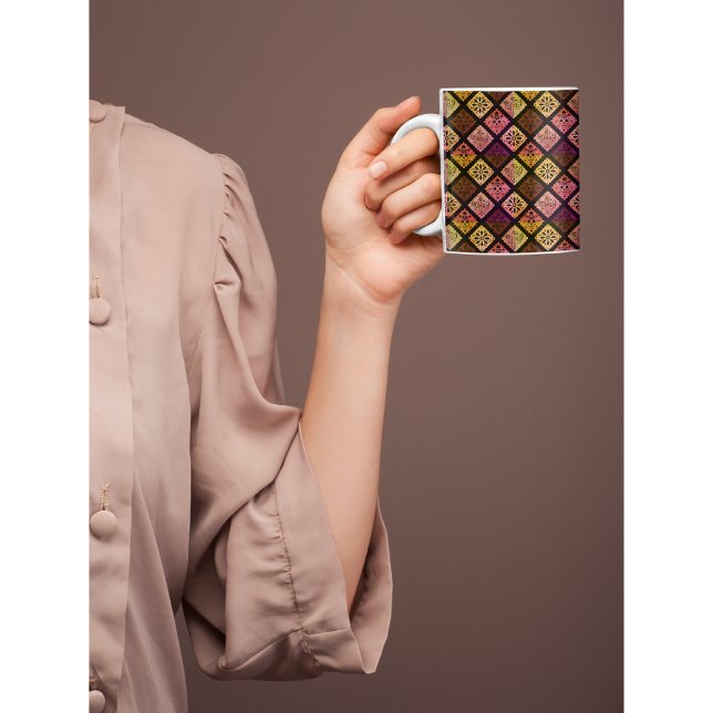 Mexikanisches farbiges Muster Dia de los Muertos Zweifarbige Tasse (Von Creator hochgeladen)