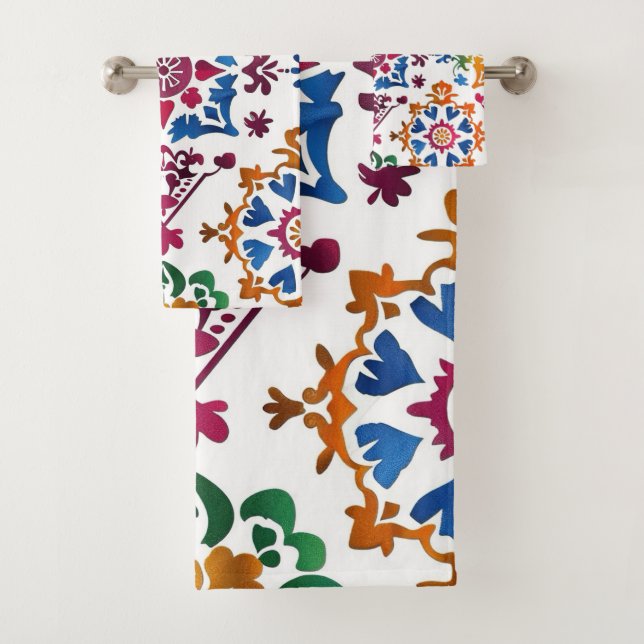Mexikanisches farbiges Star Tile Badhandtuch Set (Insitu)