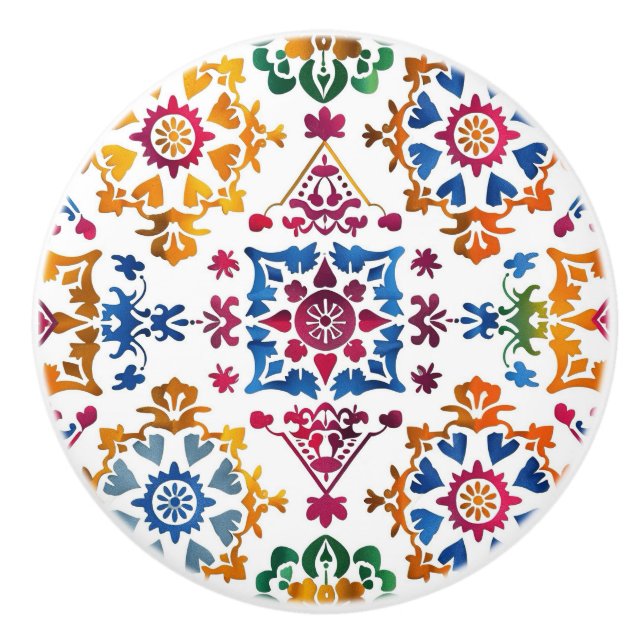 Mexikanisches farbiges Star Tile Keramikknauf (Vorderseite)