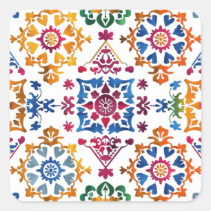 Mexikanisches farbiges Star Tile Quadratischer Aufkleber