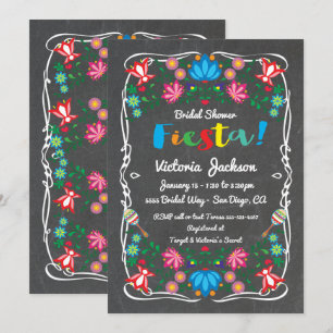 Mexikanisches Fiesta Brautparty Blume Chalkboard Einladung