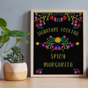 Mexikanisches Fiesta-Flower-Signature-Cocktail-Bar Poster