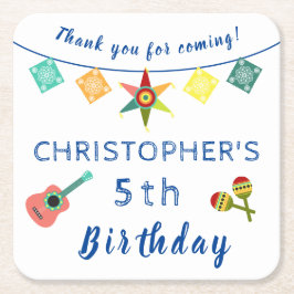 Mexikanisches Fiesta Fun Farbenfrohe Kindergeburts Rechteckiger Pappuntersetzer