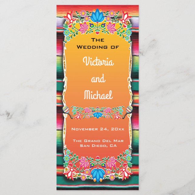 Mexikanisches Fiesta-Hochzeitsprogramm Programm (Vorderseite)