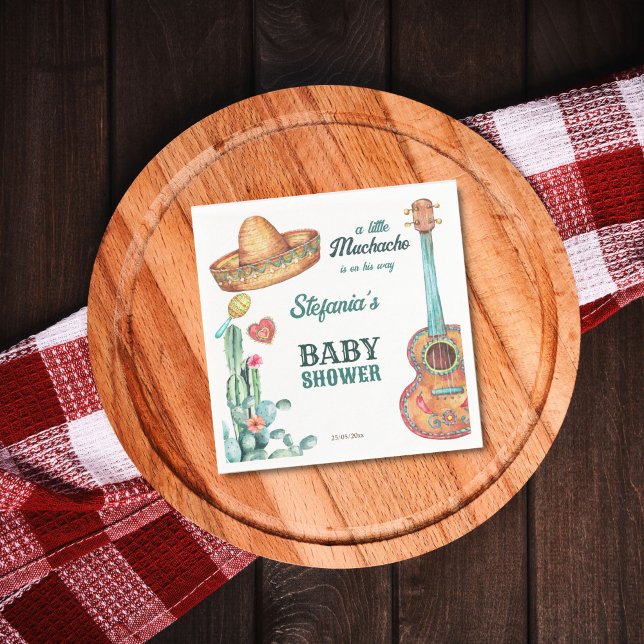 Mexikanisches Fiesta kleine Muchacho-Babyduschtemp Serviette (Mexican fiesta little muchacho baby shower template napkins personalized baby shower tableware )