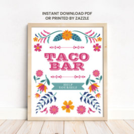 Mexikanisches Fiesta-Taco-Bar-Schild in Rosa und G Poster