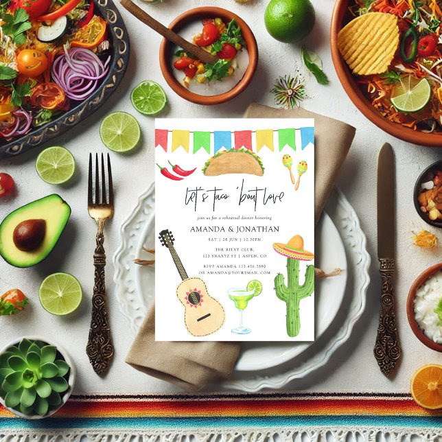 Mexikanisches Fiesta Taco 'bout Liebe Probe Dinner Einladung (Mexican Fiesta Taco 'bout Love Rehearsal Dinner Invitation)