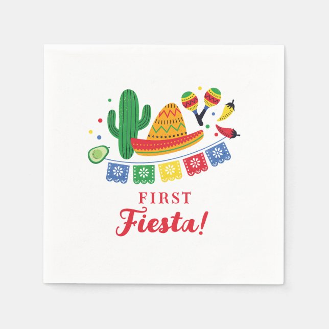 Mexikanisches Fiesta Thema Erster Geburtstag Einla Serviette (Vorderseite)