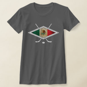 Mexikanisches Flag Hockey-Logo mit Zurück-Print T-Shirt