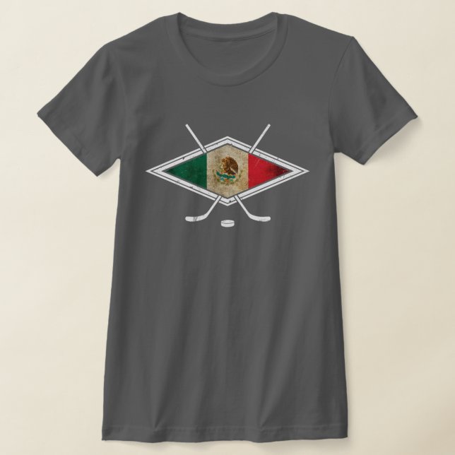Mexikanisches Flag Hockey-Logo mit Zurück-Print T-Shirt (Ablage )