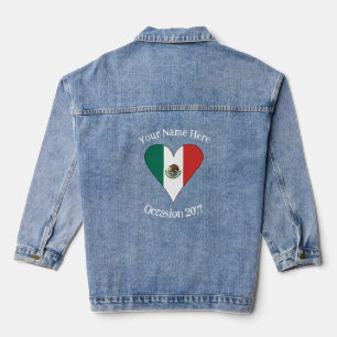 Mexikanisches Flaggenherz Personalisiert Jeansjacke