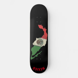 Mexikanisches Flaggenrot in schwarzem Rot Skateboard