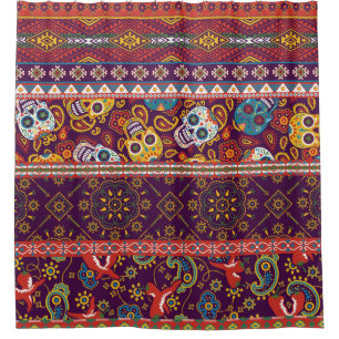 Mexikanisches Flickwerk: Vintages Design. Duschvorhang