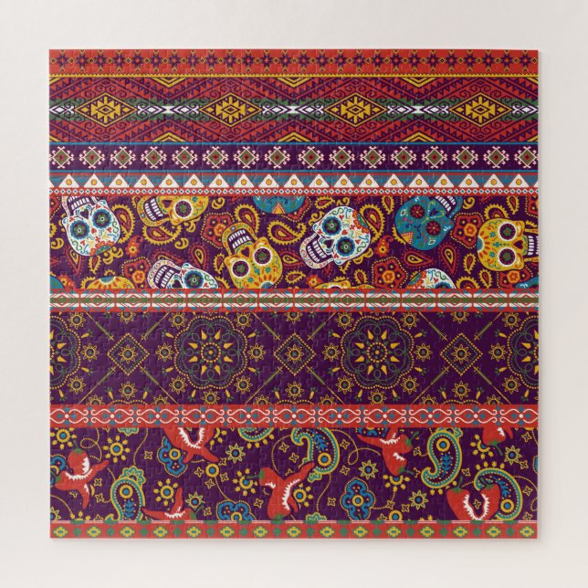 Mexikanisches Flickwerk: Vintages Design. Puzzle (Vertikal)