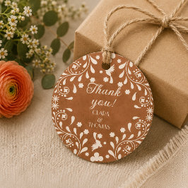 Mexikanisches florales Terrakotta-Hochzeits-Dankes Geschenkanhänger