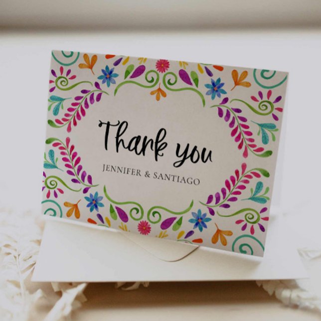 Mexikanisches Foto Hochzeit Danke Karte (Mexico themed Folded Photo Wedding Thank you card)