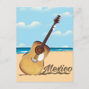 Mexikanisches Gitarren-Strand-Reiseposter Postkarte