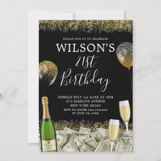 Mexikanisches Gold Money Party 21. Geburtstag Einl Einladung