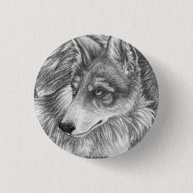 Mexikanisches grauer Wolf-Button Button (Vorderseite)