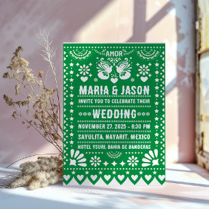 Mexikanisches Grünbuch Picado Fiesta Folk Art Wedd Einladung