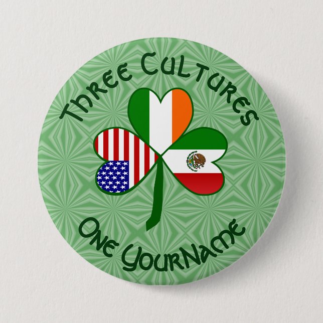 Mexikanisches Irish American Fags Kleeblatt Person Button (Vorderseite)