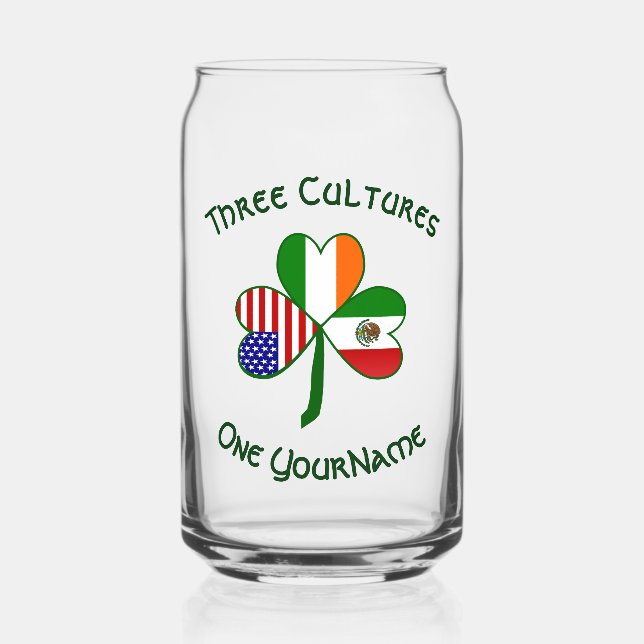 Mexikanisches Irish American Fags Kleeblatt Person Dosenglas (Vorderseite)