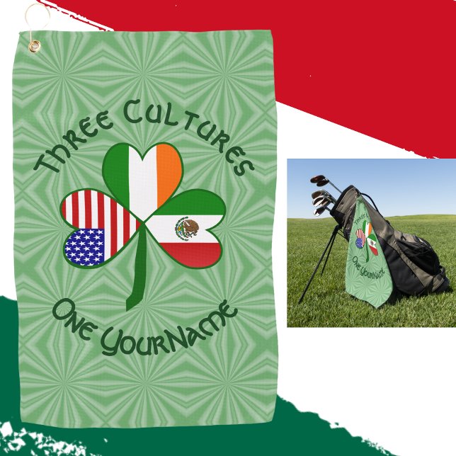 Mexikanisches Irish American Fags Kleeblatt Person Golfhandtuch (Von Creator hochgeladen)