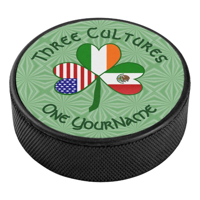 Mexikanisches Irish American Flag Kleeblatt Person Eishockey Puck (3/4)