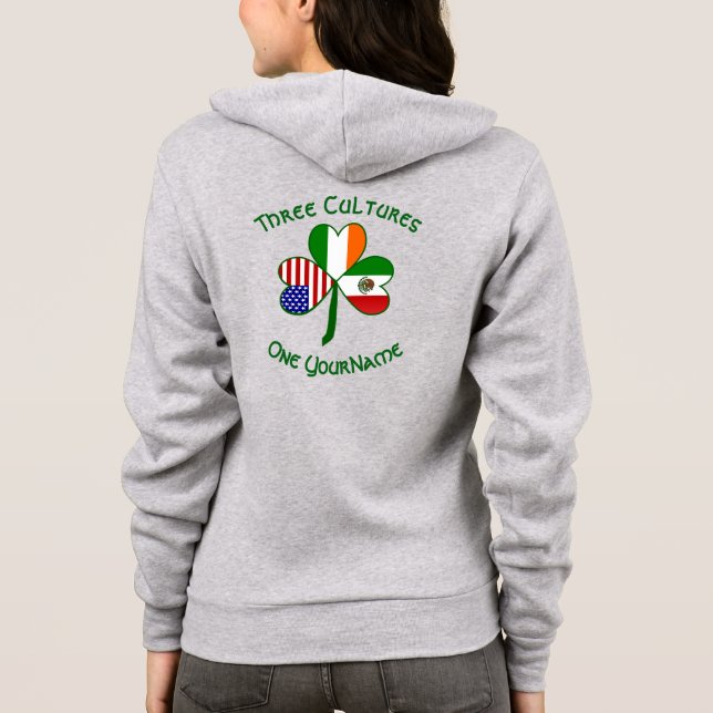 Mexikanisches Irish American Flag Kleeblatt Person Hoodie (Rückseite)