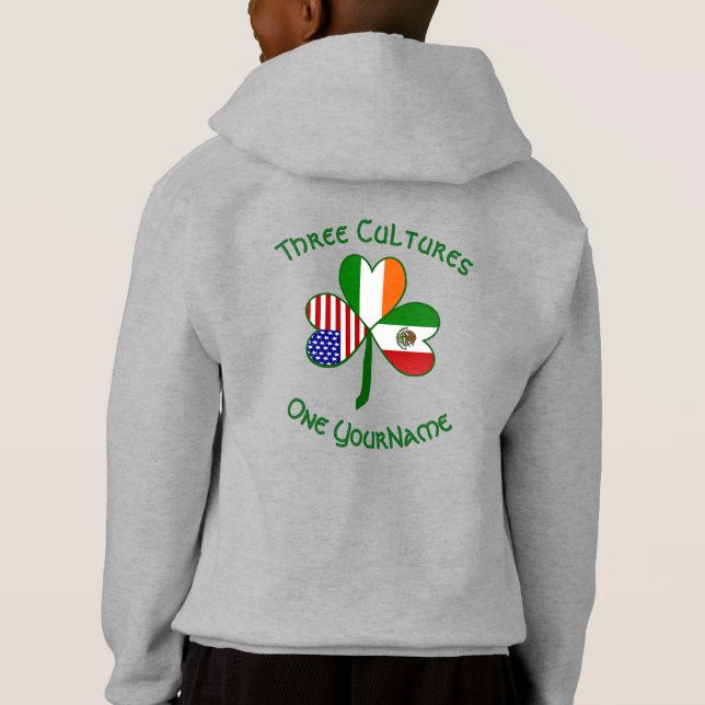 Mexikanisches Irish American Flag Kleeblatt Person Hoodie (Rückseite)