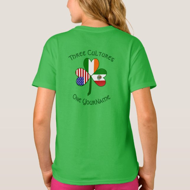 Mexikanisches Irish American Flag Kleeblatt Person T-Shirt (Rückseite)