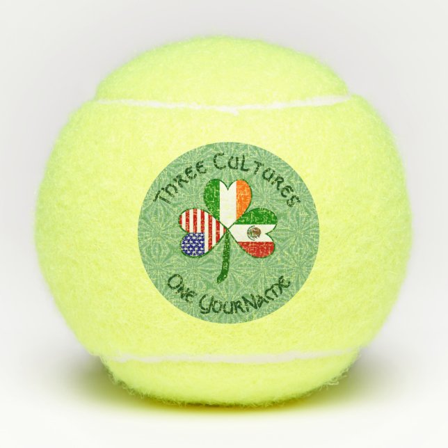 Mexikanisches Irish American Flag Kleeblatt Person Tennisbälle (Vorderseite)