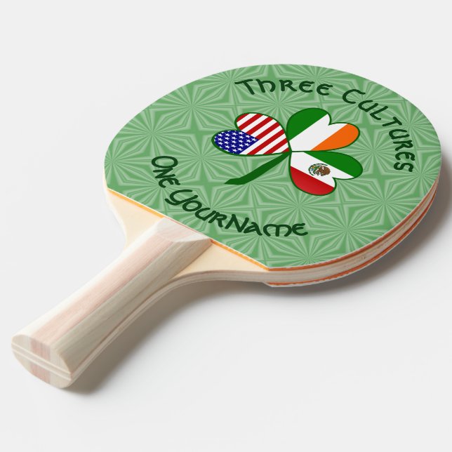 Mexikanisches Irish American Flag Kleeblatt Person Tischtennis Schläger (Vorderseite)