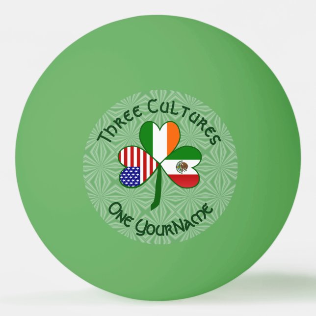 Mexikanisches Irish American Flag Kleeblatt Person Tischtennisball (Vorderseite)