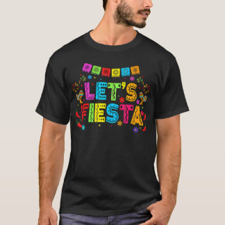 Mexikanisches Lasst-uns-Fiesta-Party-Banner Farbig T-Shirt