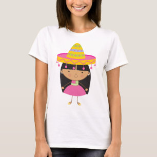 Mexikanisches Mädchen im Sombrero T-Shirt