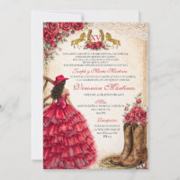 Mexikanisches Mädchen rotes Blumen-Charra-Quinceañ